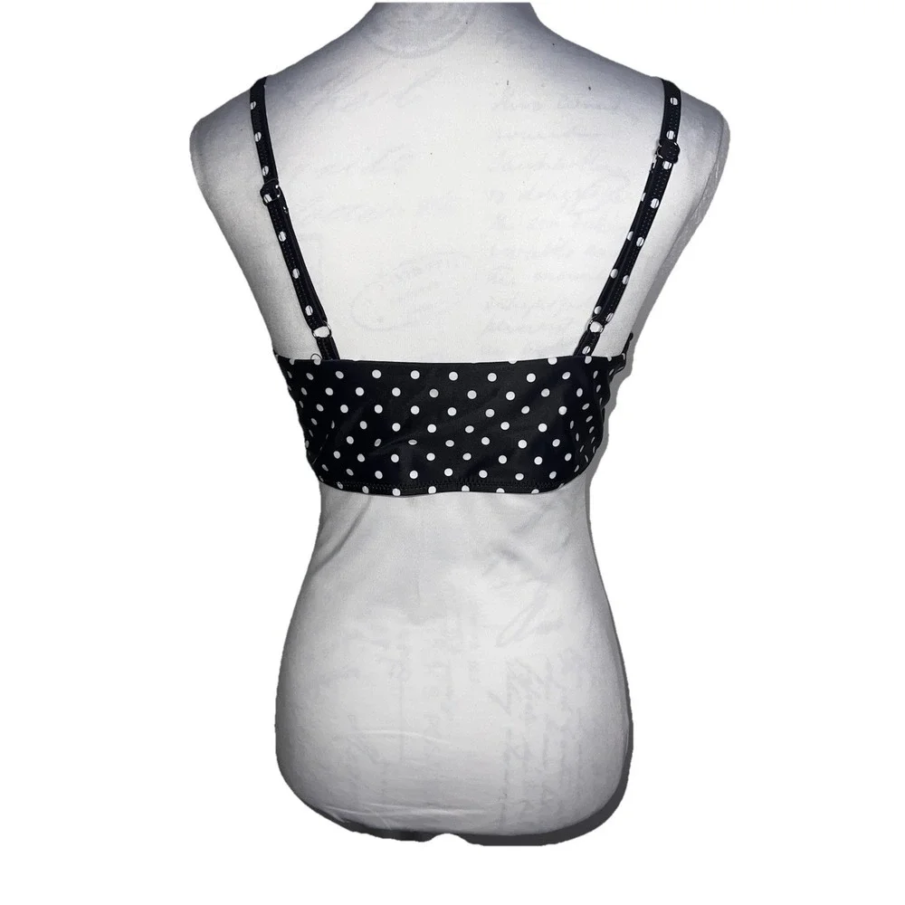 Bloom Size Large Black White Polkadot Adjustable Padded Chic Tankini Top - Picture 2 of 8